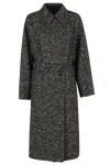 Isabel Marant Étoile 'horia' Black Double-breasted Coat With All-over Houndstooth Motiv In Wool Blend Woman In Bk