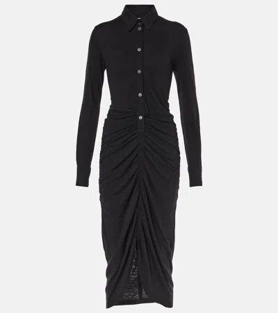 Isabel Marant Étoile Ivalia Gathered Jersey Polo Dress In Black