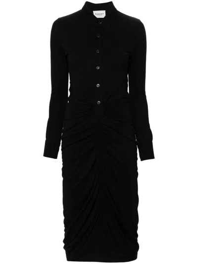 Isabel Marant Étoile Ivalia Ruched Jersey Dress In Black
