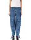 Isabel Marant Étoile Isabel Marant Etoile Ivy Cargo Pants In Washed Effect Canvas Fabric In Blue