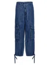 Isabel Marant Étoile Ivy Cargo Pants In Washed Effect Canvas Fabric In Blue