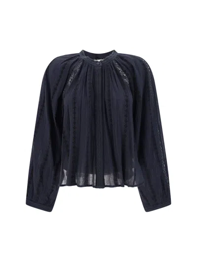 Marant Etoile Janelle Crochet-detailed Blouse In Black