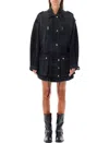 Isabel Marant Étoile Chic Mini Denim Jacket With Drawstring Waist In Faded Black