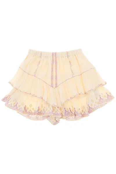Isabel Marant Étoile Jocadia Ruffled Cotton Mini Skirt In Neutro