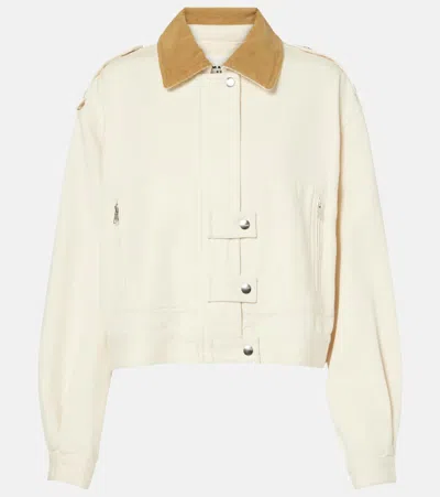 Isabel Marant Étoile Julie Corduroy-trimmed Denim Jacket In White
