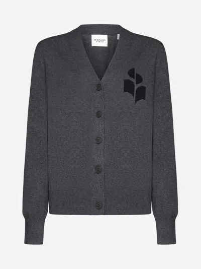 Marant Etoile Karin Cotton And Wool Cardigan In Grey