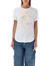 Isabel Marant Étoile Koldi Logo Linen T-shirt In White/light Gold