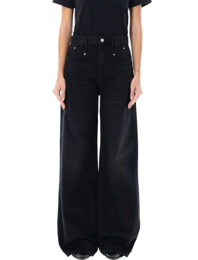 Isabel Marant Étoile Wide Flare High-waist Denim Trousers In Black