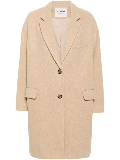 Marant Etoile Limiza Felted Coat In Beige