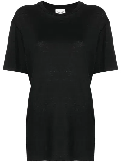Isabel Marant Étoile Linen Crew-neck T-shirt In Black