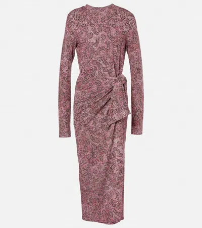 Isabel Marant Étoile Lisy Jersey Wrap Dress In Antik Pink/ Black