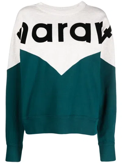 Marant Etoile Logo-print Cotton-blend Sweatshirt In Teal