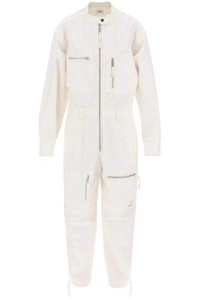 Marant Etoile Long-sleeved Zipped Jumpsuit In Ecru (white)
