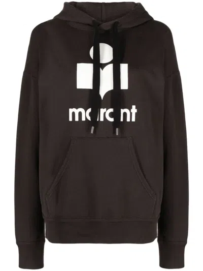 Isabel Marant Étoile Mansel Flocked-logo Hoodie In Black