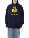 Isabel Marant Étoile Long-sleeved Hooded Sweater In Navy Yellow