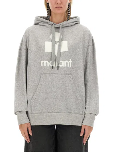 Marant Etoile Mansel Hoodie With Flocked Logo In Grey