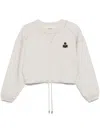 Isabel Marant Étoile Margo Cropped Drawstring-trim Sweatshirt In White
