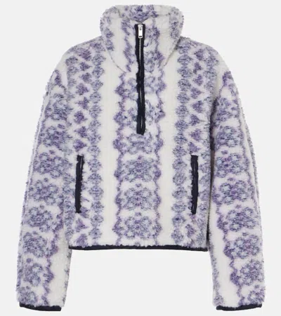 Isabel Marant Étoile Marie Printed Teddy Half-zip Sweater In Ecru/purple