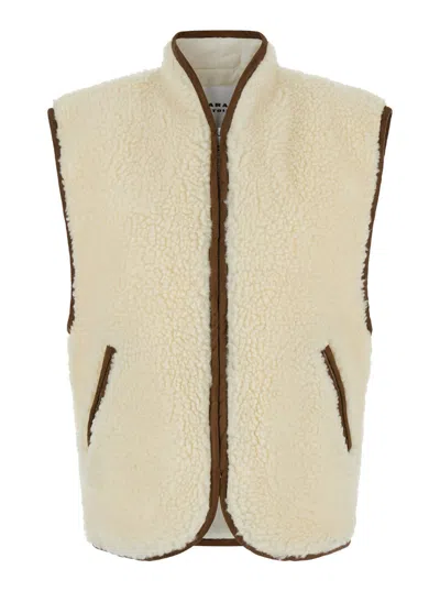 Isabel Marant Étoile 'maximilia' White Vest With Front Zip Closure In Wool Blend Woman In Nude