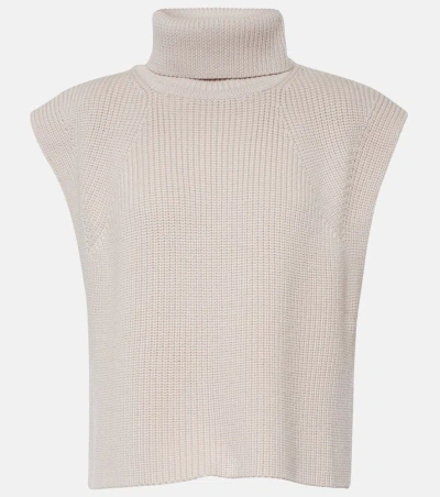 Marant Etoile Megan Turtleneck Wool Sweater Vest In Neutrals