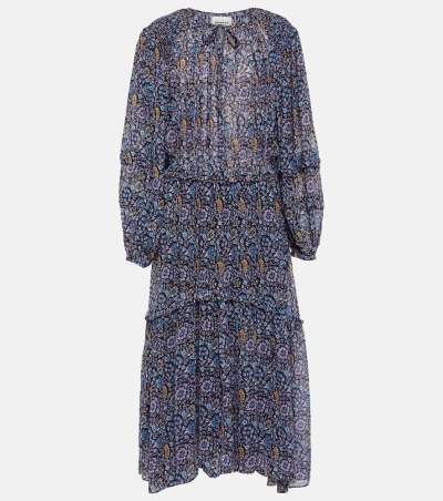 Marant Etoile Naema Paisley Georgette Maxi Dress In Black