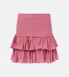 Isabel Marant Étoile Naomi Shirred Ruffled Cotton-blend Miniskirt In Pink