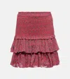 Isabel Marant Étoile Naomi Tiered Shirred Floral-print Cotton-voile Mini Skirt In Red