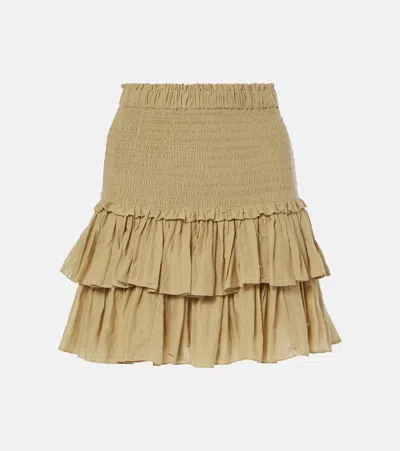 Isabel Marant Étoile Naomi Smocked Voile Miniskirt In Beige