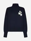 Isabel Marant Étoile Contrast Jacquard Logo Cotton-wool Blend Sweater In Blue