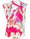 Isabel Marant Étoile Nayda Printed Cotton Top W/ Knot In Fantasia