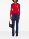Isabel Marant Étoile Long Sleeve Ribbed Top With Embroidered Front In Red
