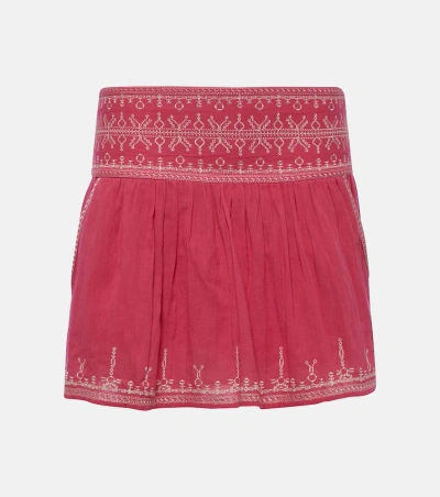 Marant Etoile Picadilia Smocked Cotton Miniskirt In Raspberry
