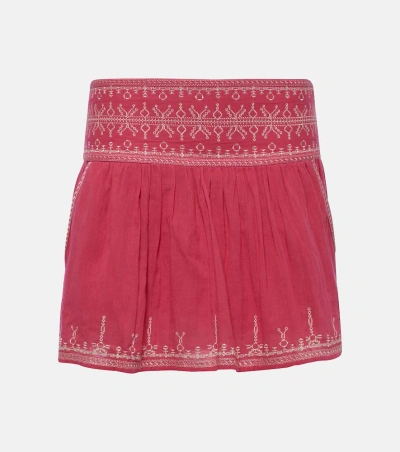Isabel Marant Étoile Picadilia Smocked Cotton Miniskirt In Raspberry