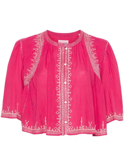 MARANT ETOILE PINK COTTON PERKINS BLOUSE