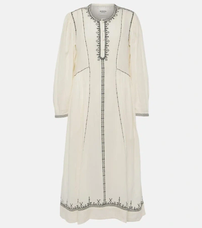 Isabel Marant Étoile Pippa Embroidered Cotton Midi Dress In Beige
