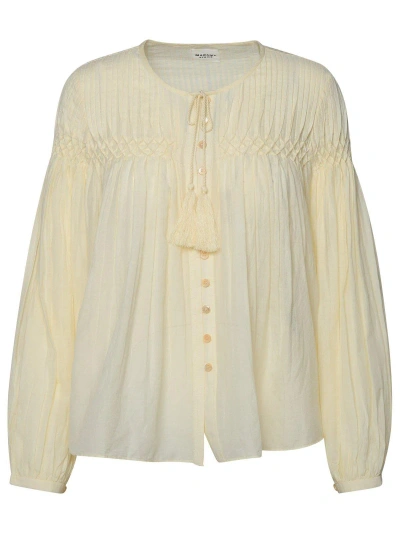 Marant Etoile Pleat Detailed Buttoned Blouse In Beige
