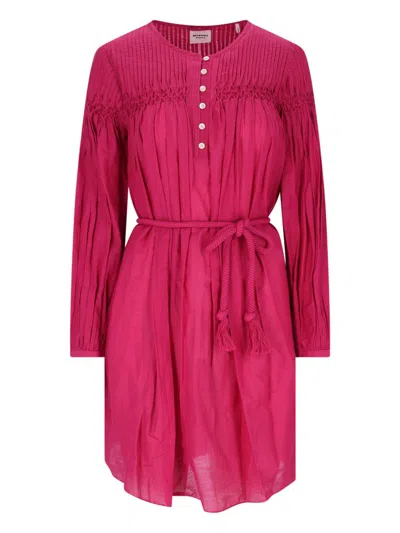Marant Etoile Pleat Detailed Midi Dress In Pink