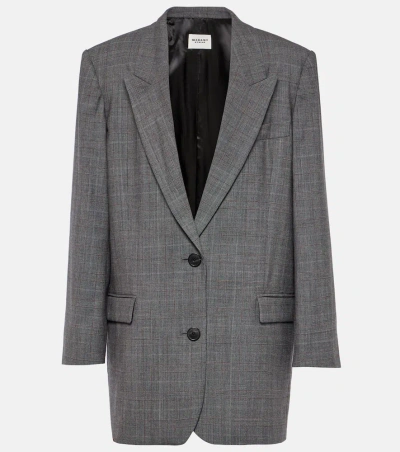 Marant Etoile Precious Checked Wool Blazer In Blue