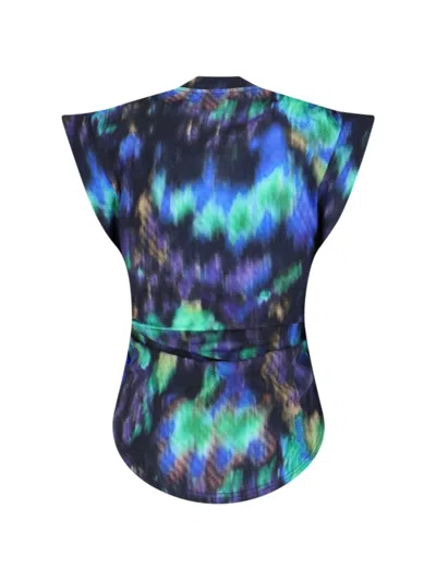 Isabel Marant Étoile Nayda Printed Cotton Top W/ Knot In Multicolour