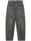 Isabel Marant Étoile Decorative Zip-detailing Tapered Jeans In Black