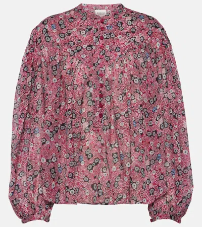Isabel Marant Étoile Salika Printed Cotton Voile Blouse In Raspberry/black