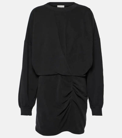 Marant Etoile Samuela Ruched Cotton Jersey Minidress In Black
