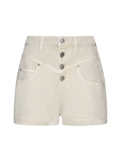 Isabel Marant Étoile Jovany High Waist Cotton Shorts In Ecru