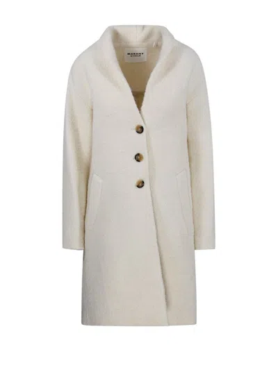 Marant Etoile Fine-knit Single Breasted Coat In White