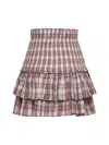 Isabel Marant Étoile Naomi Checked Cotton Voile Miniskirt In Antik Pink/yellow
