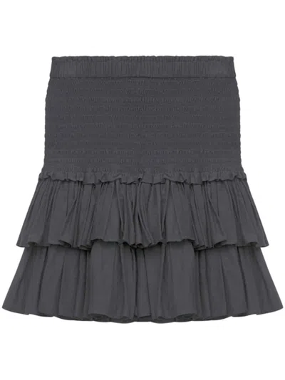 Marant Etoile Smocked Ruffle-hem Skirt In Black