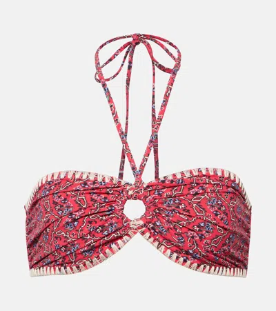 Marant Etoile Starnea Printed Bikini Top In Red