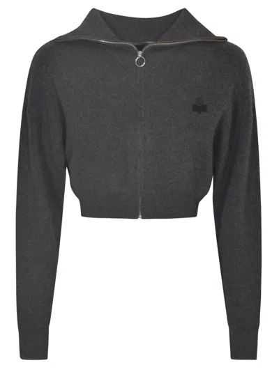 Isabel Marant Étoile Oxane Zip-up Cropped Cardigan In Black