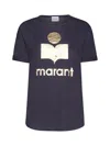 Isabel Marant Étoile 'koldi' Black Crewneck T-shirt With Contrasting Logo In Black
