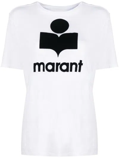 ISABEL MARANT ÉTOILE ZEWEL FLOCKED LINEN T-SHIRT